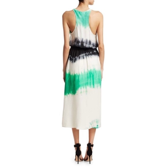 A.L.C Tallulah Tie-Dye Sleeveless Silk Midi Dress Belted Racerback Size 14 - Picture 4 of 11